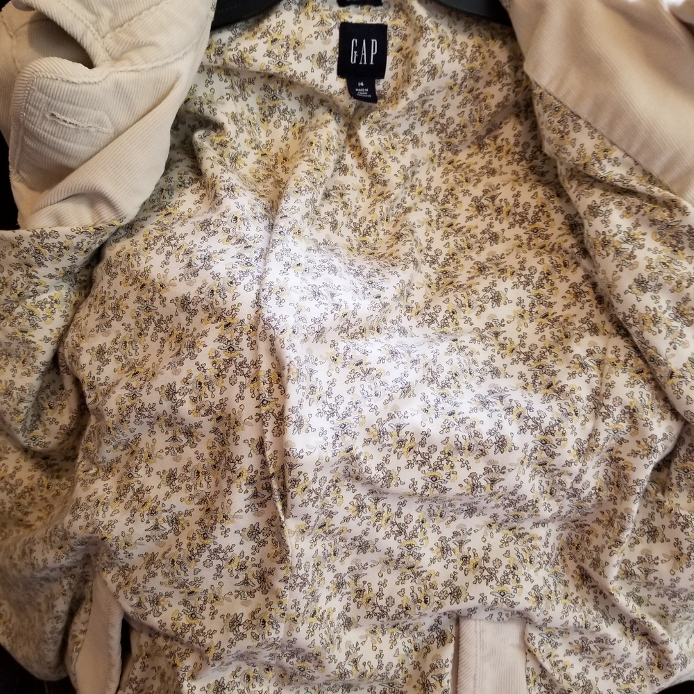Vtg GAP Corduroy Stretch Calico Floral Lined Blazer Jacket Cream Sz 14 (Meduim) - Picture 11 of 16